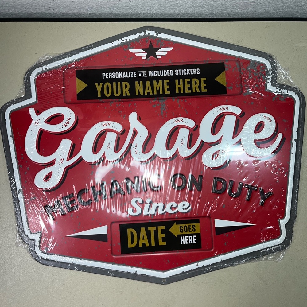 Brand New & Sealed Garage on Duty since Wall sign With Stickers Retro